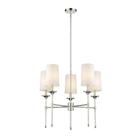 Z-Lite Emily 5 Light Chandelier, Polished Nickel & Off White 3033-5PN